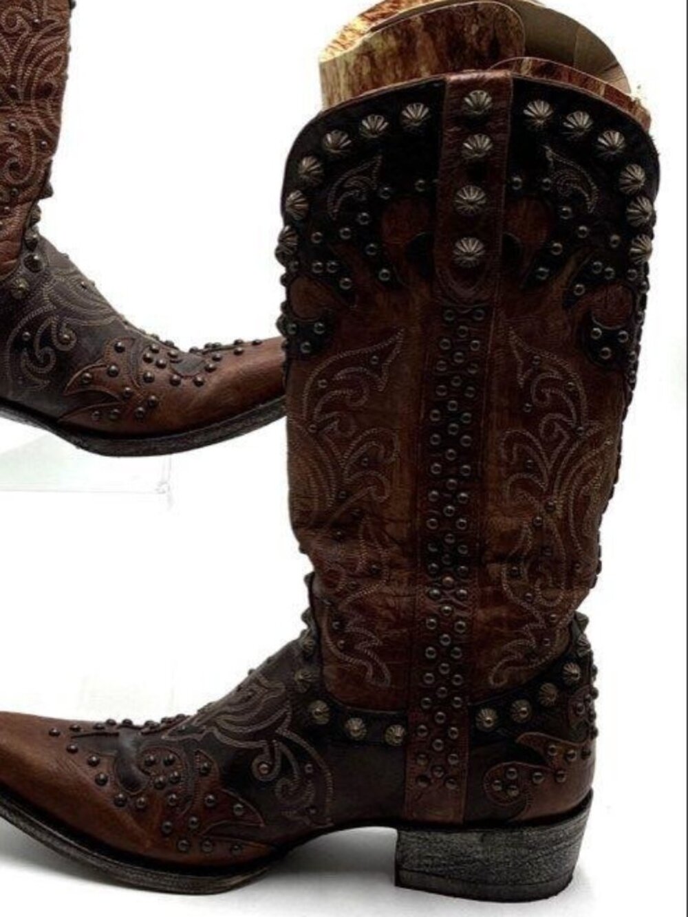 Old Gringo Raelene Boots Studded everywhere, Brown to dark brown, snip toe sz8.5 - Picture 4 of 9
